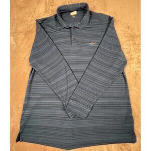 Greg Norman Long Sleeve Polo - XL - Striped Blue